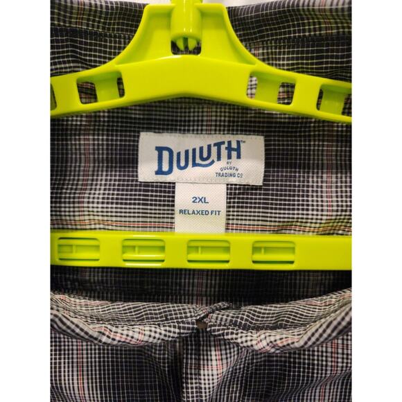 Duluth Trading Shirt Mens 2XL XXL Black Gray Plaid Short Sleeve Summer Gorpcore - Picture 2 of 10